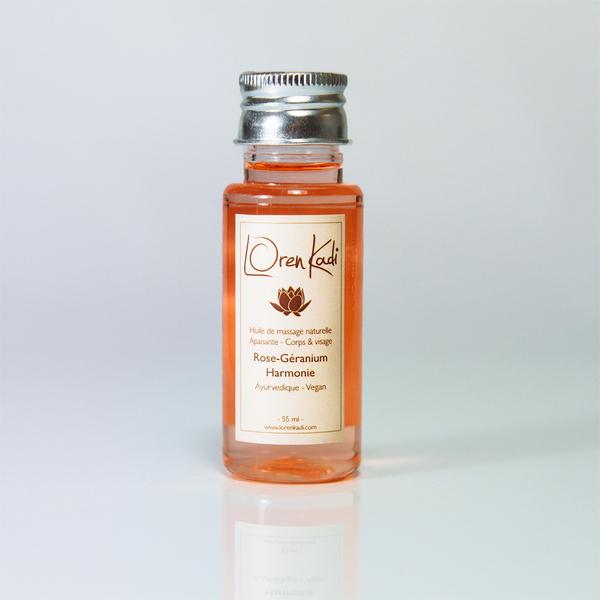 Huile de massage ayurvédique naturelle à la Rose. Vegan. 55 ml