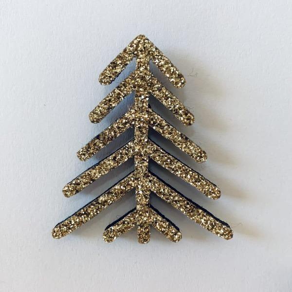 Pin's pailleté -  Sapin - Doré