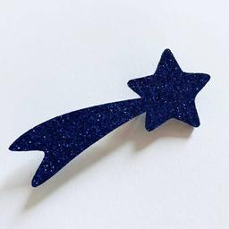 Broche pailletée - Etoile filante - Bleue