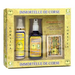 Coffret Immortelle - 1 Sérum, 1 Eau Florale, 1 Savon Immortelle