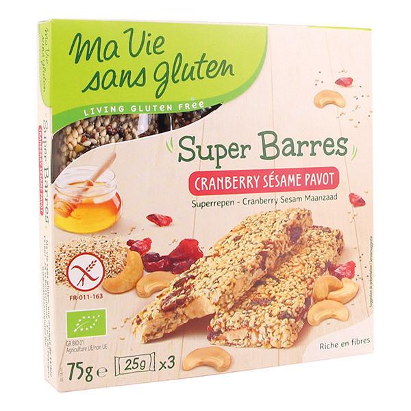 Super barres Sésame cranberry pavot 75g