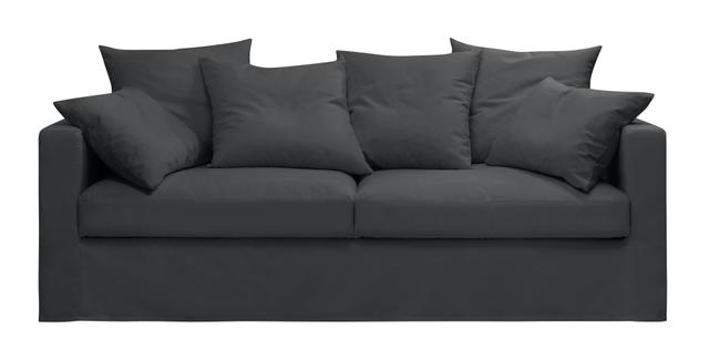 Canapé lin 4 pl SOFIA 197 cm fixe tissu Anthracite