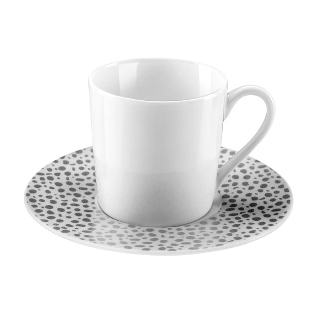 Baghera Platine - Coffret 6 tasses et soucoupes café