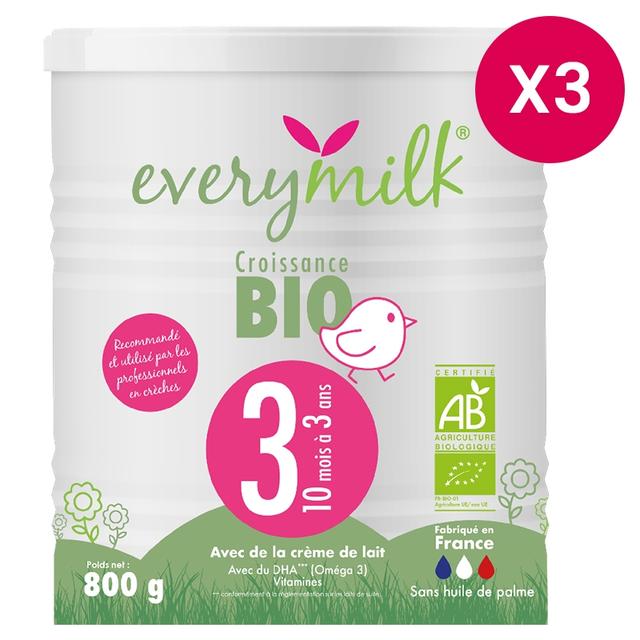 Lait infantile Bio everymilk 3 croissance de 10 mois à 3 ans -