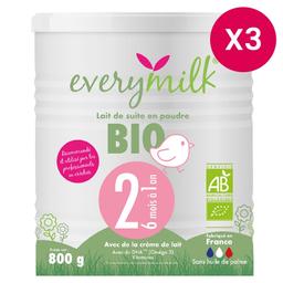 Lait infantile Bio everymilk 2 de 6 mois à 1 an - lot de 3 boît