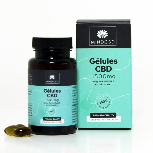 60 Gélules CBD Premium Full Spectrum 1500mg, 25mg/gélule