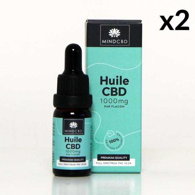 Lot 2 Huiles CBD Premium Full Spectrum 10% / 1000mg (2x10ml)