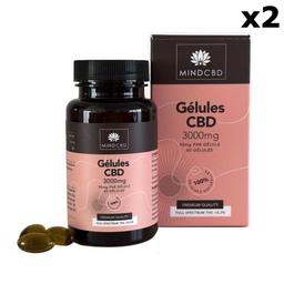 Lot 2 x 60 Gélules CBD Premium Full 3000mg, 50mg/gélule