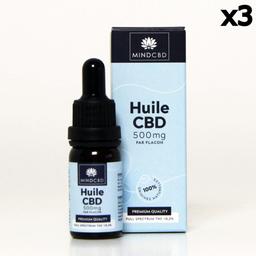 Lot 3 Huiles CBD Premium Full Spectrum 5% / 500mg (3x10ml)