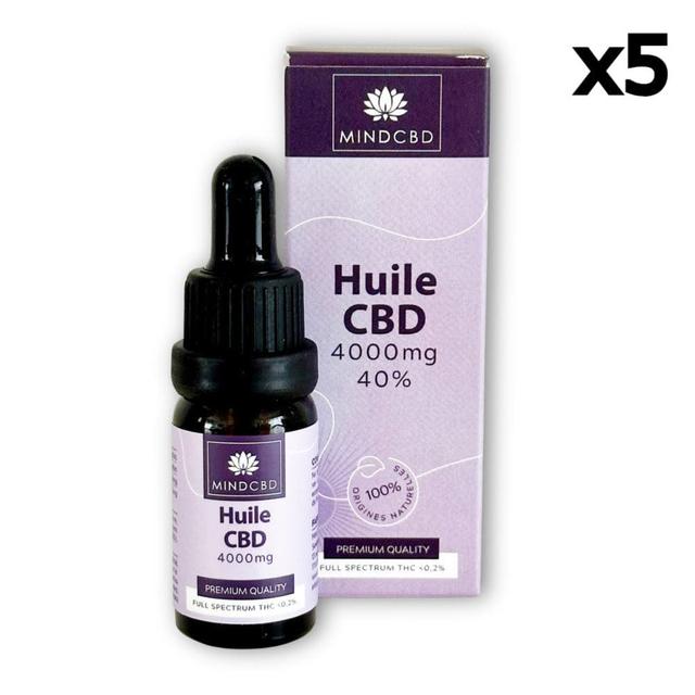 Lot 5 Huiles CBD Premium Full Spectrum 40% / 4000mg (5x10ml)