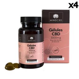 Lot 4 x 60 Gélules CBD Premium Full 3000mg, 50mg/gélule