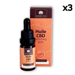 Lot 3 Huiles CBD Premium Full Spectrum 30% / 3000mg (3x10ml)