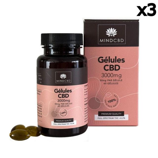 Lot 3 x 60 Gélules CBD Premium Full 3000mg, 50mg/gélule