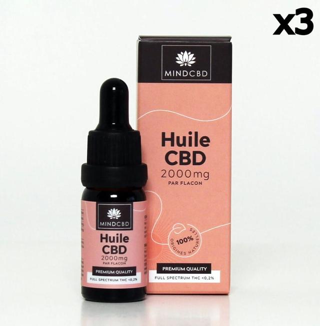 Lot 3 Huiles CBD Premium Full Spectrum 20% / 2000mg (3x10ml)