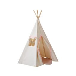 Tente Tipi Fluffy Pompoms avec tapis - Beige, Rose