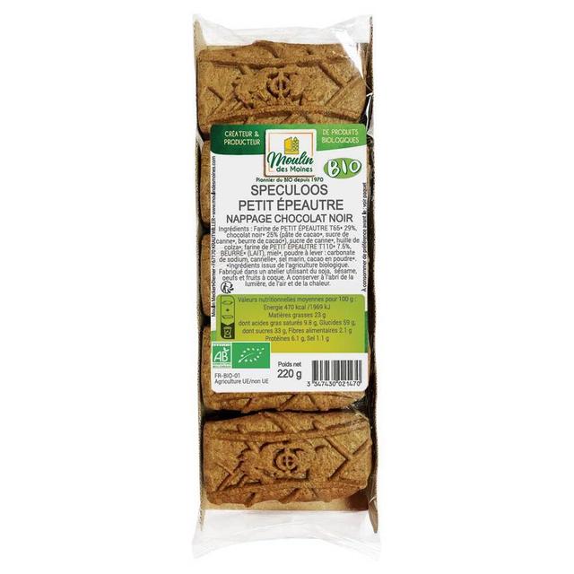 Spéculoos de petit épeautre nappés chocolat noir 220g