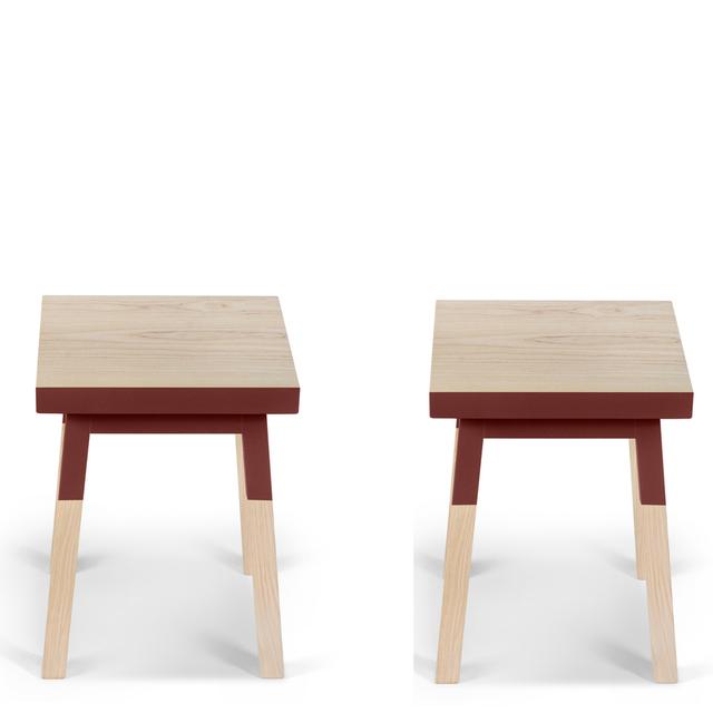 2 tabourets 100% frêne massif, assise 35 cm