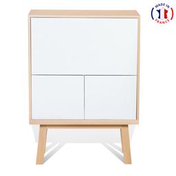 Bureau secrétaire avec rangement de 90 cm de large, en frêne