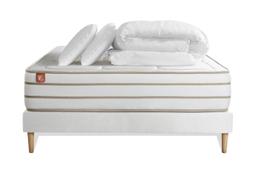 Pack literie 140 x 190  sommier kit | oreillers | couette