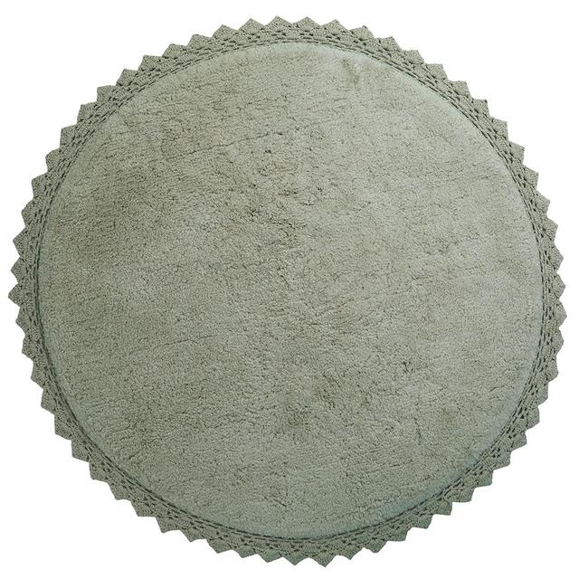 Tapis rond coton lavable finition crochet PERLA OLIVE