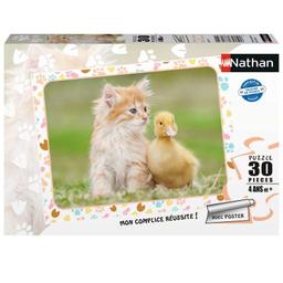 Puzzle 30 pcs Chaton roux et bébé canard - Nathan