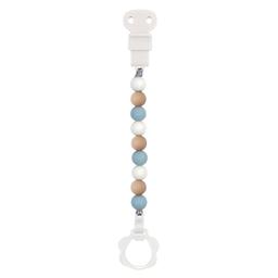 Attache tétine silicone bleu blanc beige