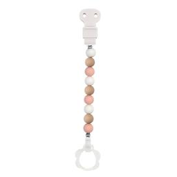 Attache tétine silicone rose blanc beige