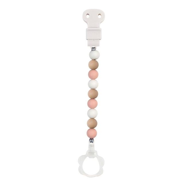 Attache tétine silicone rose blanc beige