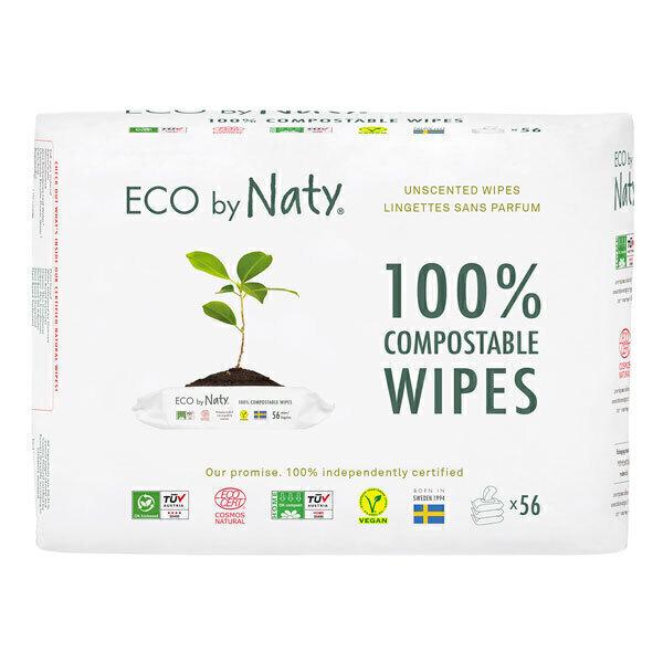 Lot 3 x 56 lingettes bébé compostables éco