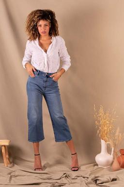 Jean Femme Jupe Culotte bleu moyen en coton bio Nagev - Ella