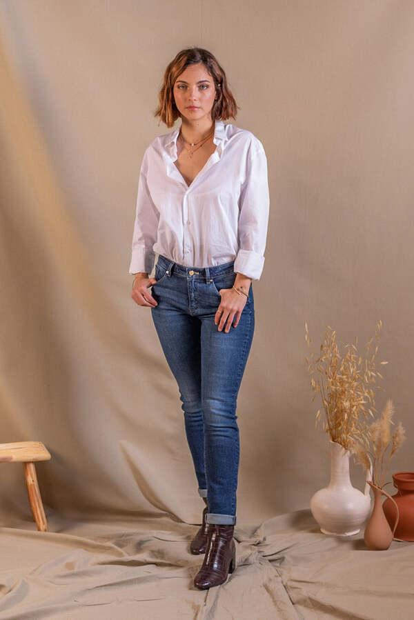 Jean Femme Slim bleu foncé en coton bio  - Lila