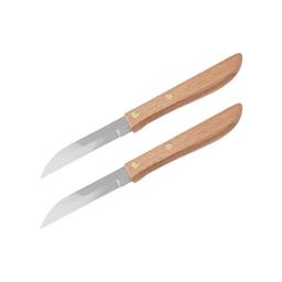 Lot de 2 couteaux d'office manche en bois lame de 7,5 cm Nirosta