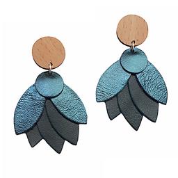 Grande boucle d'oreille MANDALA Bleu pétrole