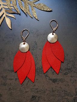 Boucles d'oreilles en cuir Céleste rouge