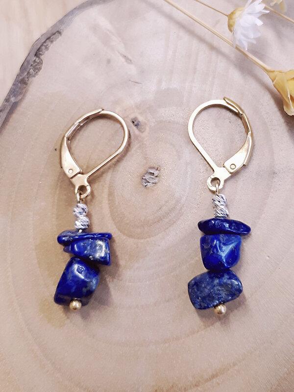 Boucles d'oreilles mini chakra lapis