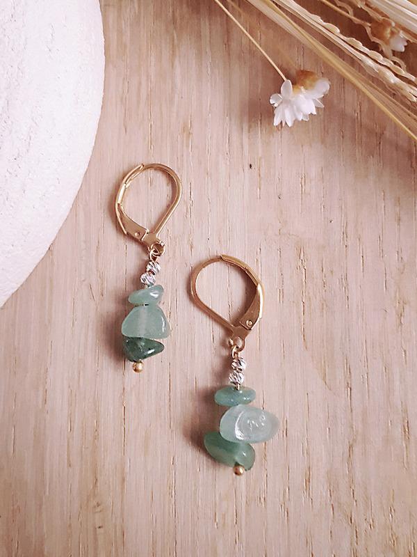 Boucle d'oreille mini chakra aventurine