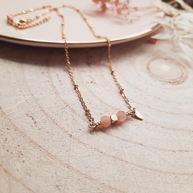 Collier COMETE Pierre lune rose