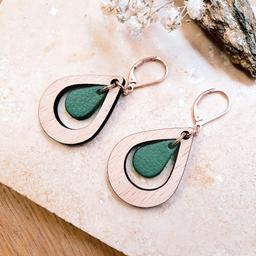 Boucle d'oreille AMANDE vert de gris