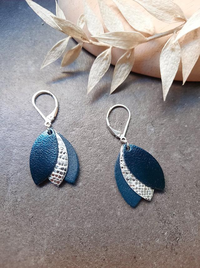 Boucles d'oreilles  CHOUCHOUS Bleu pétrole