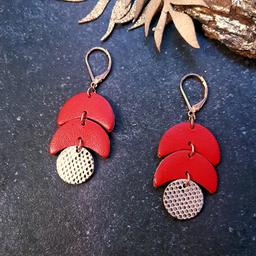 Boucles d'oreilles en cuir CALDER Rouge