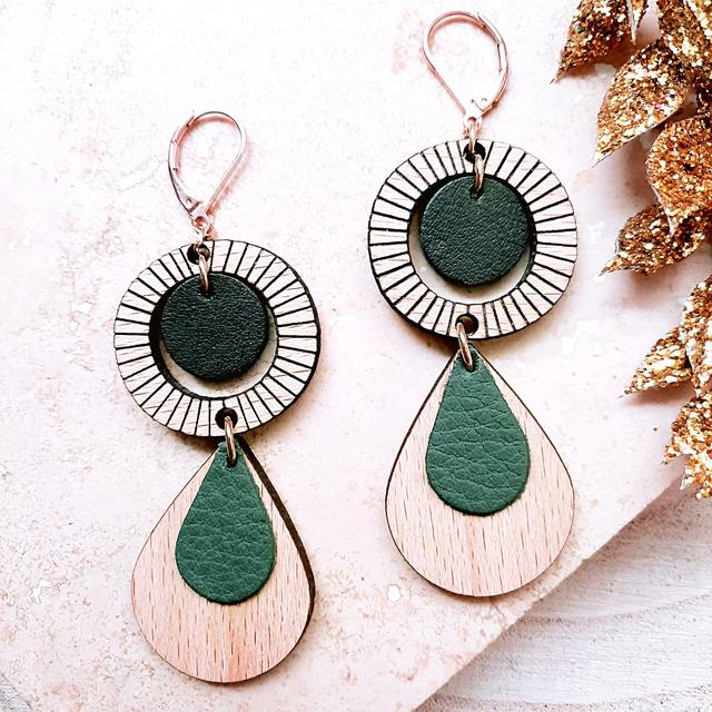 Boucles d'oreilles ETHNIQUE vert de gris