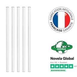 5 pailles en verre borosilicate Maître verrier français