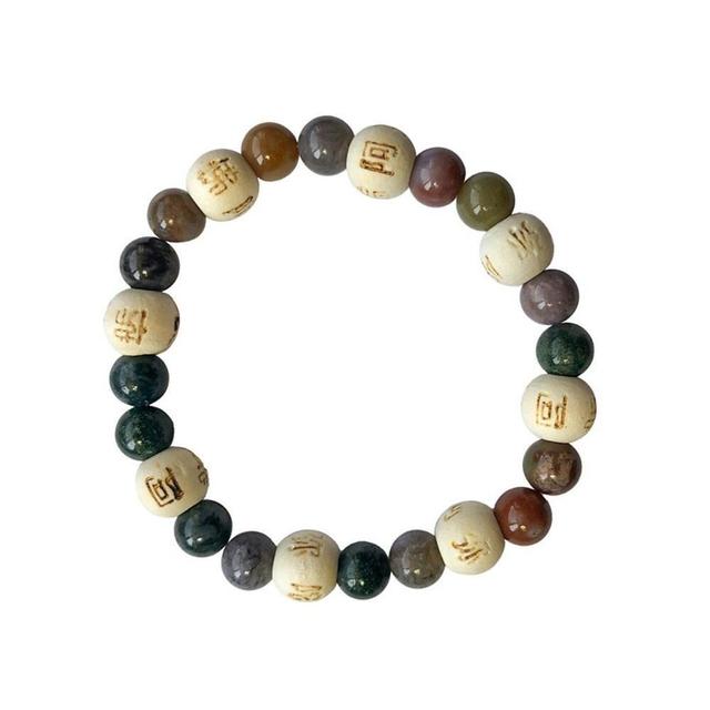 Bracelet Agate Multicolore Perles rondes 8 mm Perles bois 1 cm