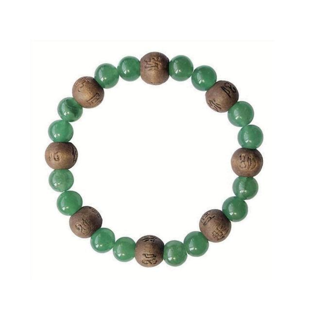 Bracelet Aventurine Verte Perles rondes 8 mm et Perles bois 1 cm