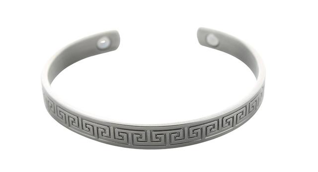 Bracelet cuivre avec Aimants Jonc finition métal argenté