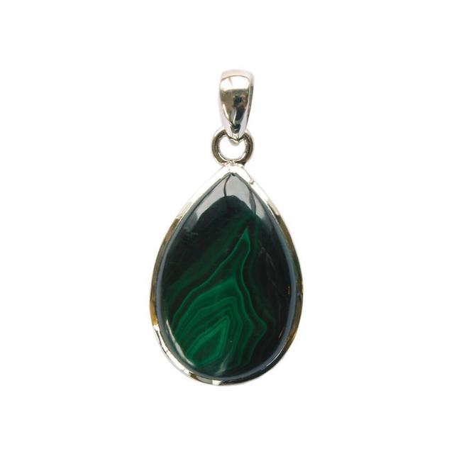 Pendentif Malachite Argent 925 Forme goutte Grand modèle