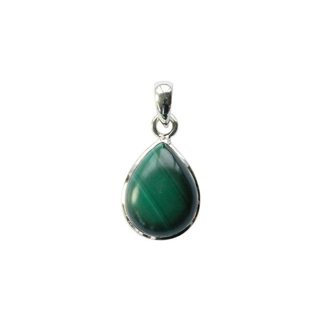 Pendentif Malachite Argent 925 Forme goutte Petit modèle