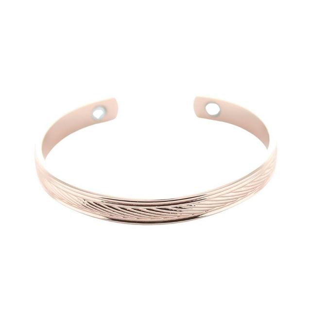 Bracelet cuivre avec Aimants Jonc plat strié