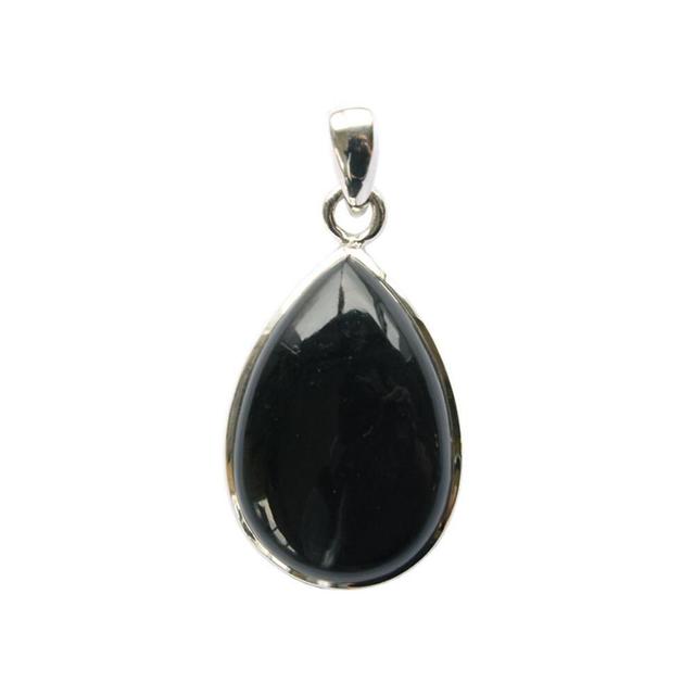 Pendentif Obsidienne Noire Argent 925 Forme goutte Grand modèle