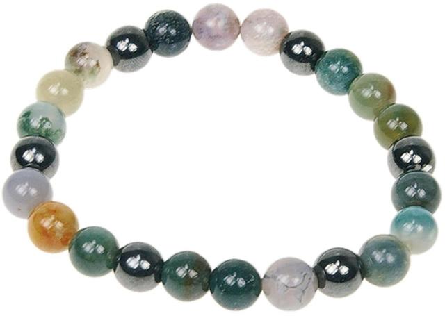 Bracelet Agate Multicolore et Hématite Perles rondes 8 mm